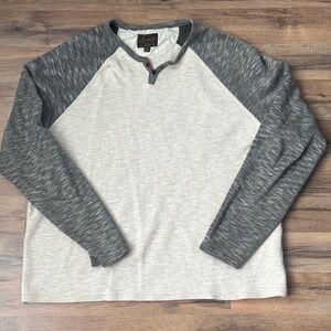 Lucky Brand Gray and Cream Long Sleeve Tee